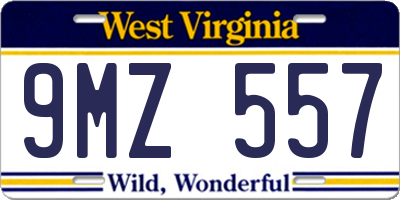WV license plate 9MZ557