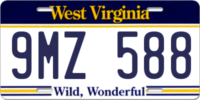 WV license plate 9MZ588