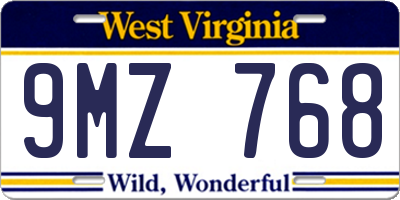 WV license plate 9MZ768