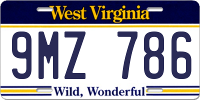 WV license plate 9MZ786