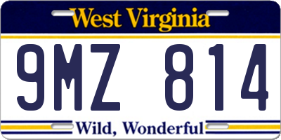 WV license plate 9MZ814
