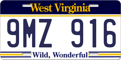 WV license plate 9MZ916