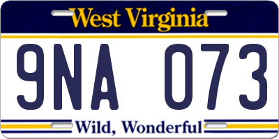 WV license plate 9NA073