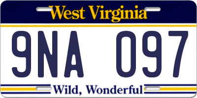 WV license plate 9NA097