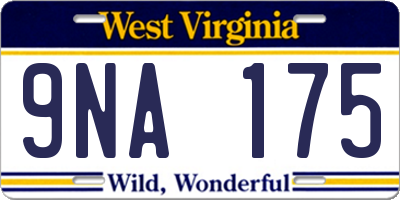 WV license plate 9NA175
