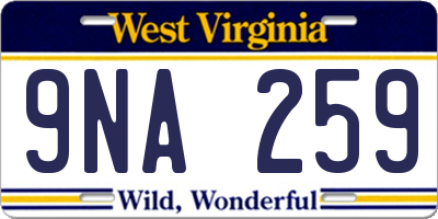 WV license plate 9NA259