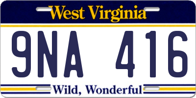 WV license plate 9NA416