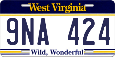 WV license plate 9NA424