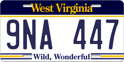 WV license plate 9NA447