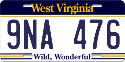 WV license plate 9NA476