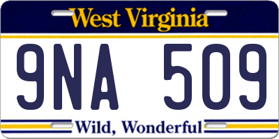WV license plate 9NA509
