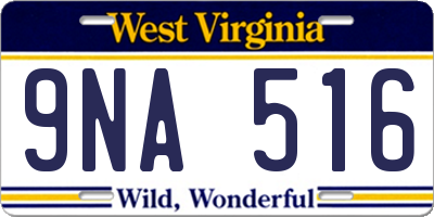 WV license plate 9NA516