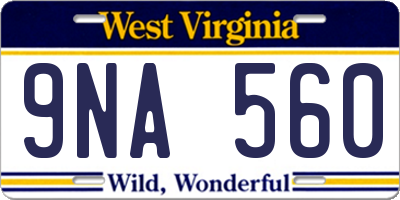 WV license plate 9NA560
