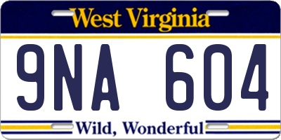 WV license plate 9NA604