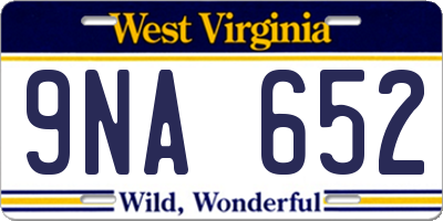 WV license plate 9NA652