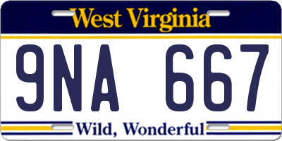 WV license plate 9NA667