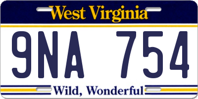 WV license plate 9NA754