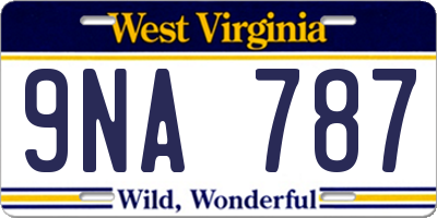 WV license plate 9NA787