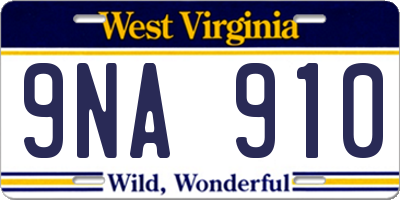 WV license plate 9NA910