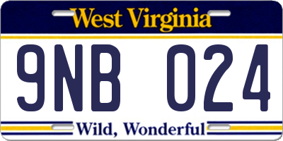 WV license plate 9NB024