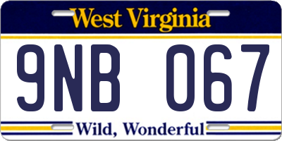 WV license plate 9NB067