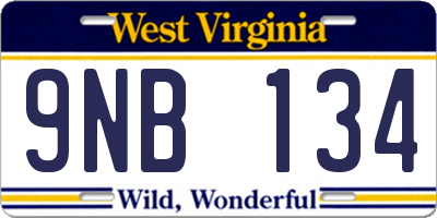 WV license plate 9NB134