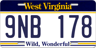 WV license plate 9NB178