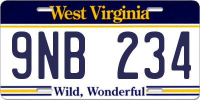 WV license plate 9NB234