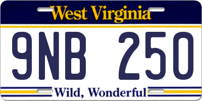 WV license plate 9NB250