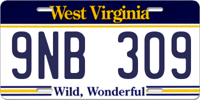WV license plate 9NB309