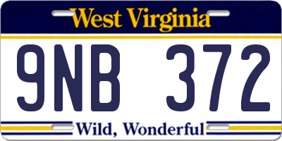 WV license plate 9NB372