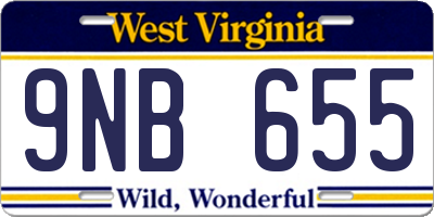 WV license plate 9NB655