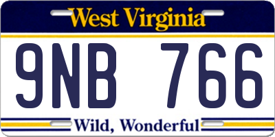 WV license plate 9NB766