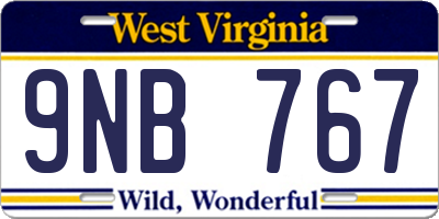 WV license plate 9NB767