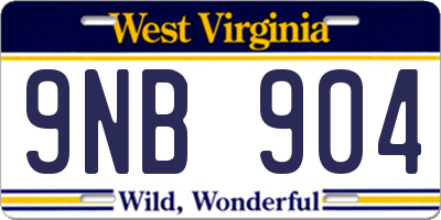 WV license plate 9NB904