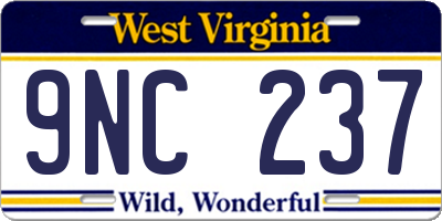 WV license plate 9NC237