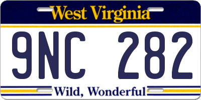 WV license plate 9NC282