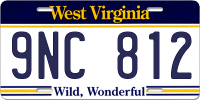 WV license plate 9NC812