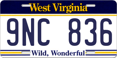 WV license plate 9NC836