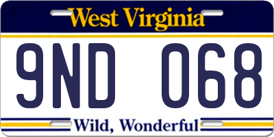 WV license plate 9ND068