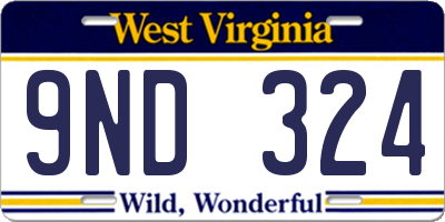 WV license plate 9ND324