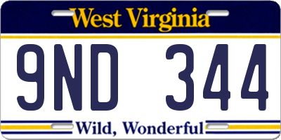 WV license plate 9ND344