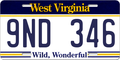 WV license plate 9ND346