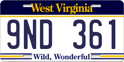 WV license plate 9ND361