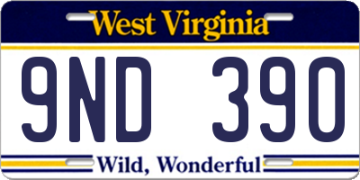 WV license plate 9ND390