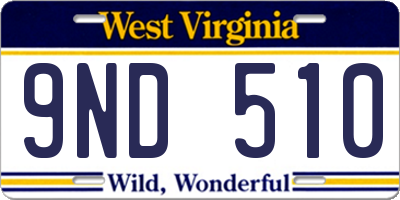 WV license plate 9ND510