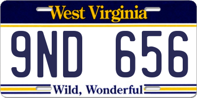 WV license plate 9ND656