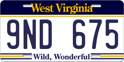 WV license plate 9ND675
