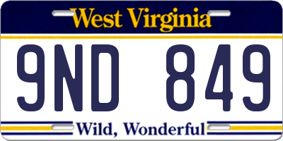 WV license plate 9ND849