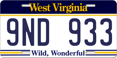WV license plate 9ND933